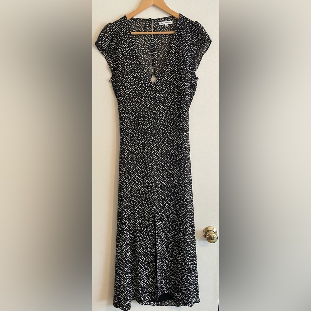 Reformation Black and White Midi Dress